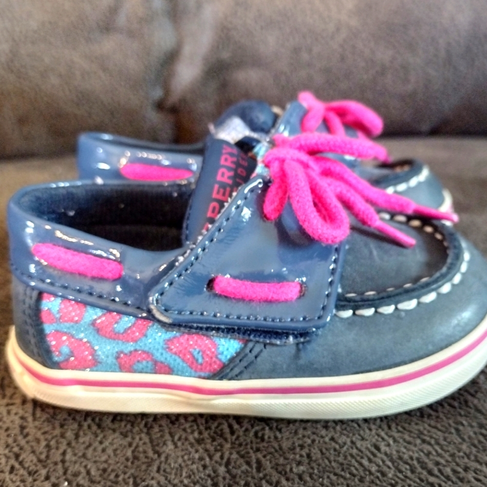 SPERRY Toddler Shoes Girl Size 2M Top Sider Intrepid Blue Pink Canvans Casual